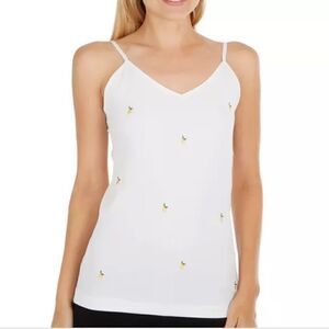 Full Circle Trends Lemon Embroidered V-Neck Tank Top White  Medium M NWT